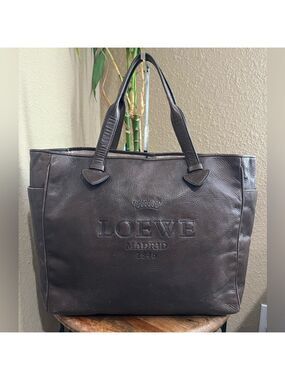 LOEWE DARK BROWN HERITAGE TOTE BAG